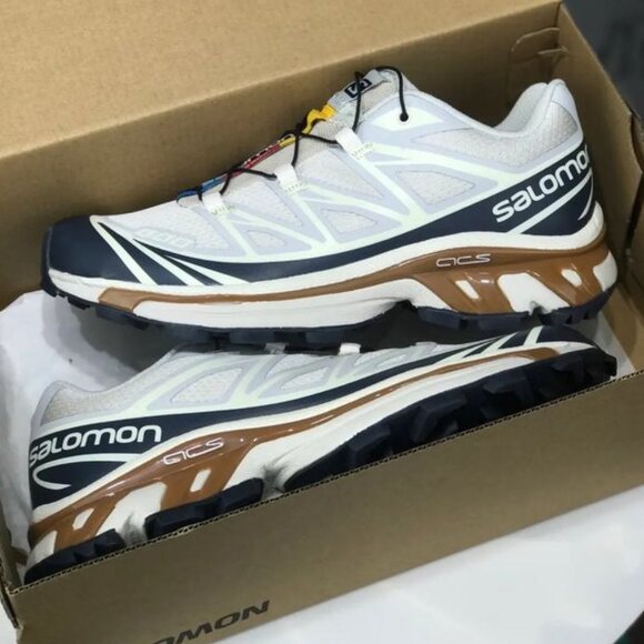 Salomon White and Navy Athletic Shoes - Picture 2 of 6